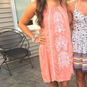 Pretty pink dress with lace pattern